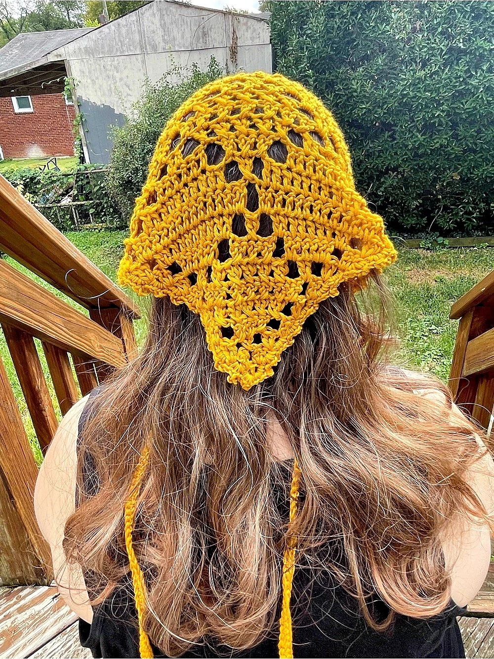 Premium silky soft yellow honey wheat diamond lace crochet bandana bamboo cotto
